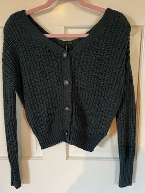 NWT Moon & Madison Chunky Knit Button-Front Women's Sweater - Dark Teal